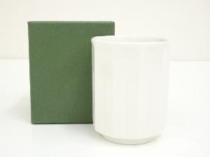 京焼　加藤渓山造　白磁面取湯呑（箱付）